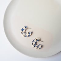 Image 2 of *NEW* Ocean Checker Hoop Earrings