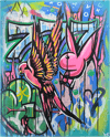 FLIGHT PATTERN | 28X22 ACRYLIC & SPRAYPAINT ON CANVAS