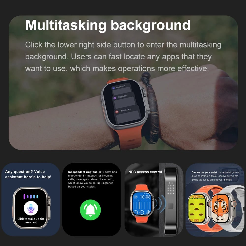 MSL 2024 Smart Watch 9 Ultra Pro MAX Gen 2 - 49mm AMOLED Screen, Wireless Charging
