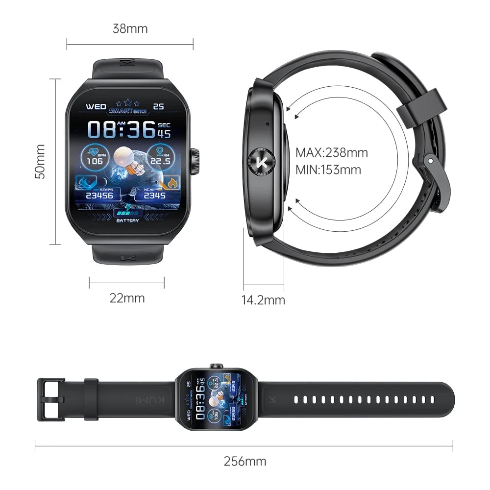 MSL Smartwatch 1.96'' AMOLED Display with Sport Modes & Health Tracking