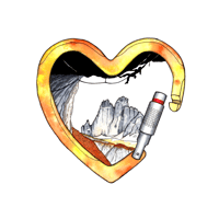 Image 2 of Orange Dolomites Climbing Heart - Art print