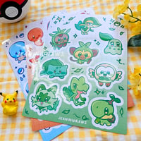 Image 2 of pokemon starters ✨ waterproof vinyl sticker sheet