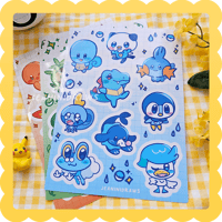 Image 1 of pokemon starters ✨ waterproof vinyl sticker sheet