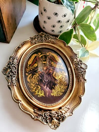 Image 4 of Black Goat in antiqued oval frame