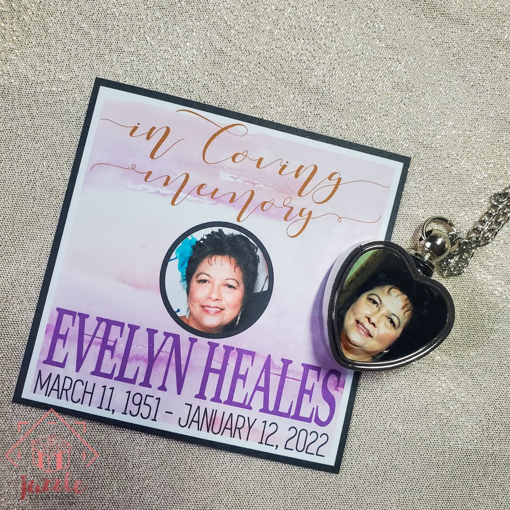 Image of Personalized Cremation Urn Heart Photo Necklace