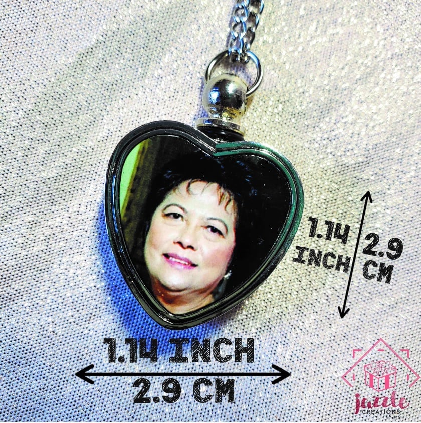 Image of Personalized Cremation Urn Heart Photo Necklace