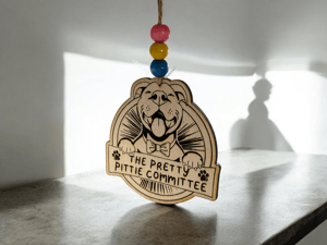 Image of Pretty Pittie Committee Wooden Ornament **DONATION MADE WITH EVERY ORNAMENT**