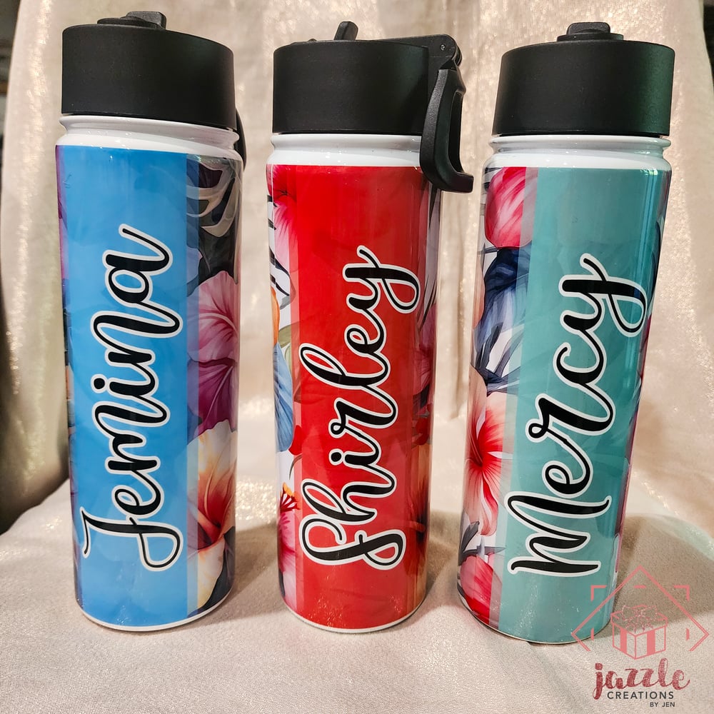 Image of Hibiscus Personalized 22oz Sports Bottle Tumbler