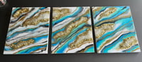 Image 1 of Aqua/Gold Geode Art