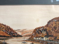 Image 7 of Vintage Watercolour Painting, Landscape Riverside Road, Signed, Framed Size 12 6/10 x 10 6/10 ins   