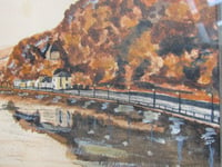 Image 10 of Vintage Watercolour Painting, Landscape Riverside Road, Signed, Framed Size 12 6/10 x 10 6/10 ins   