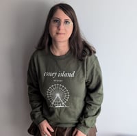 Image 1 of Coney Island Military Green, Grey Crewneck Sweatshirt