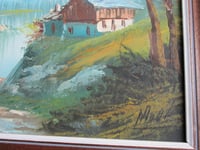 Image 8 of Vintage Alpine House Landscape Painting, Signed, c.1970s, Framed Size 18 x 14 ins