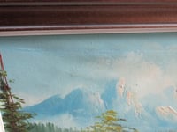 Image 12 of Vintage Alpine House Landscape Painting, Signed, c.1970s, Framed Size 18 x 14 ins