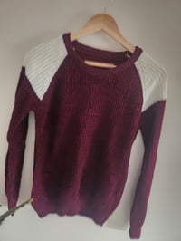 Image 3 of Vintage Burgundy red shoulder patch fisherman jumper