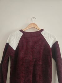 Image 4 of Vintage Burgundy red shoulder patch fisherman jumper