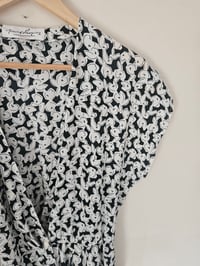 Image 1 of French 1930s monochrome floral print tulip dress