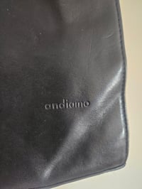 Image 2 of Vintage Black real leather silver clasp handbag 