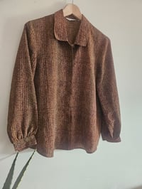 Image 2 of Vintage Brown Textured Bell sleeved shirt