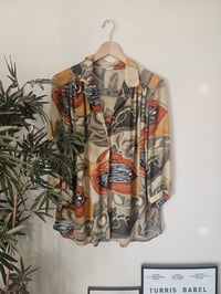 Image 1 of Vintage 1980s Oversized Abtract Gathered shirt 