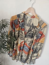 Image 3 of Vintage 1980s Oversized Abtract Gathered shirt 