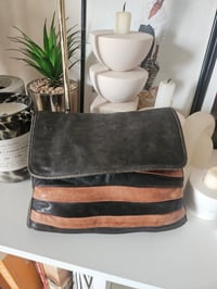 Image 1 of PRISSY VINTAGE Black and Tan Brown Real Leather Messenger bag