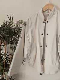 Image 1 of PRISSY VINTAGE 1980s Cream Real Leather panel baseball varsity jacket