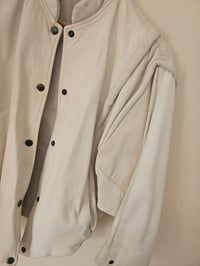 Image 3 of PRISSY VINTAGE 1980s Cream Real Leather panel baseball varsity jacket