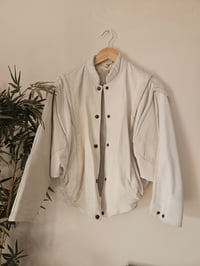 Image 2 of PRISSY VINTAGE 1980s Cream Real Leather panel baseball varsity jacket