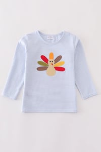 Blue Turkey Embroidery Shirt