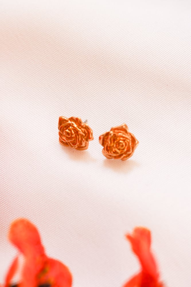 Image of Vintage Gold Rose Belle Earrings 