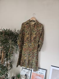 Image 2 of PRISSY VINTAGE 1960s Orange Mustard Abstract print tea dress