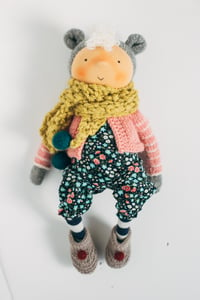 Shayla - Wool Filled Sculpted Sock Bear, Waldorf Inspired, with Removable Clothes