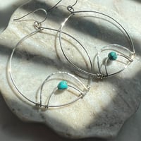 Image 4 of Sterling and turquoise hoops