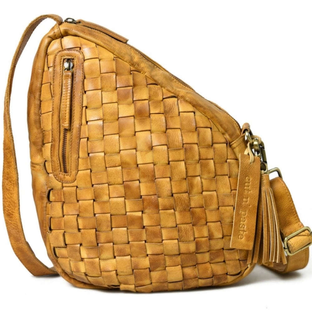 Image of The JAM Woven Sling Tote: Tan Luggage