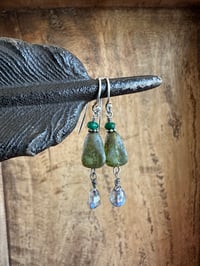 Image 4 of Olive green earrings. n53