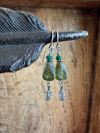 Image 2 of Olive green earrings. n53