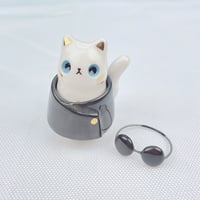 Image 4 of White cat with Gojo outfit ceramic figurine 1