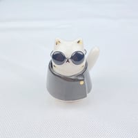 Image 2 of White cat with Gojo outfit ceramic figurine 2