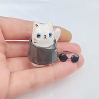 Image 5 of White cat with Gojo outfit ceramic figurine 2