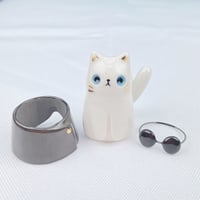 Image 4 of White cat with Gojo outfit ceramic figurine 2