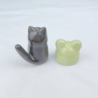 Image 5 of Tuxedo cat with frog hat ceramic figurine