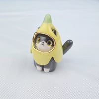 Image 2 of Banana Tuxedo Cat Ceramic Figurine 