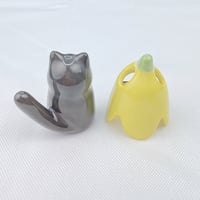 Image 5 of Banana Tuxedo Cat Ceramic Figurine 