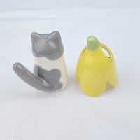 Image 5 of Banana gray and white Cat Ceramic Figurine 