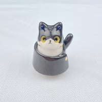 Image 1 of Black And White Cat With Geto Outfit Ceramic Figurine #2 