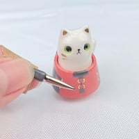 Image 2 of White Cat-pool ceramic figurine