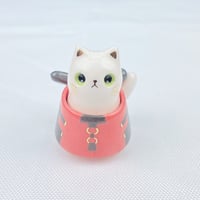 Image 1 of White Cat-pool ceramic figurine