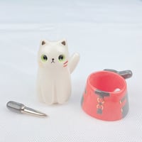 Image 4 of White Cat-pool ceramic figurine