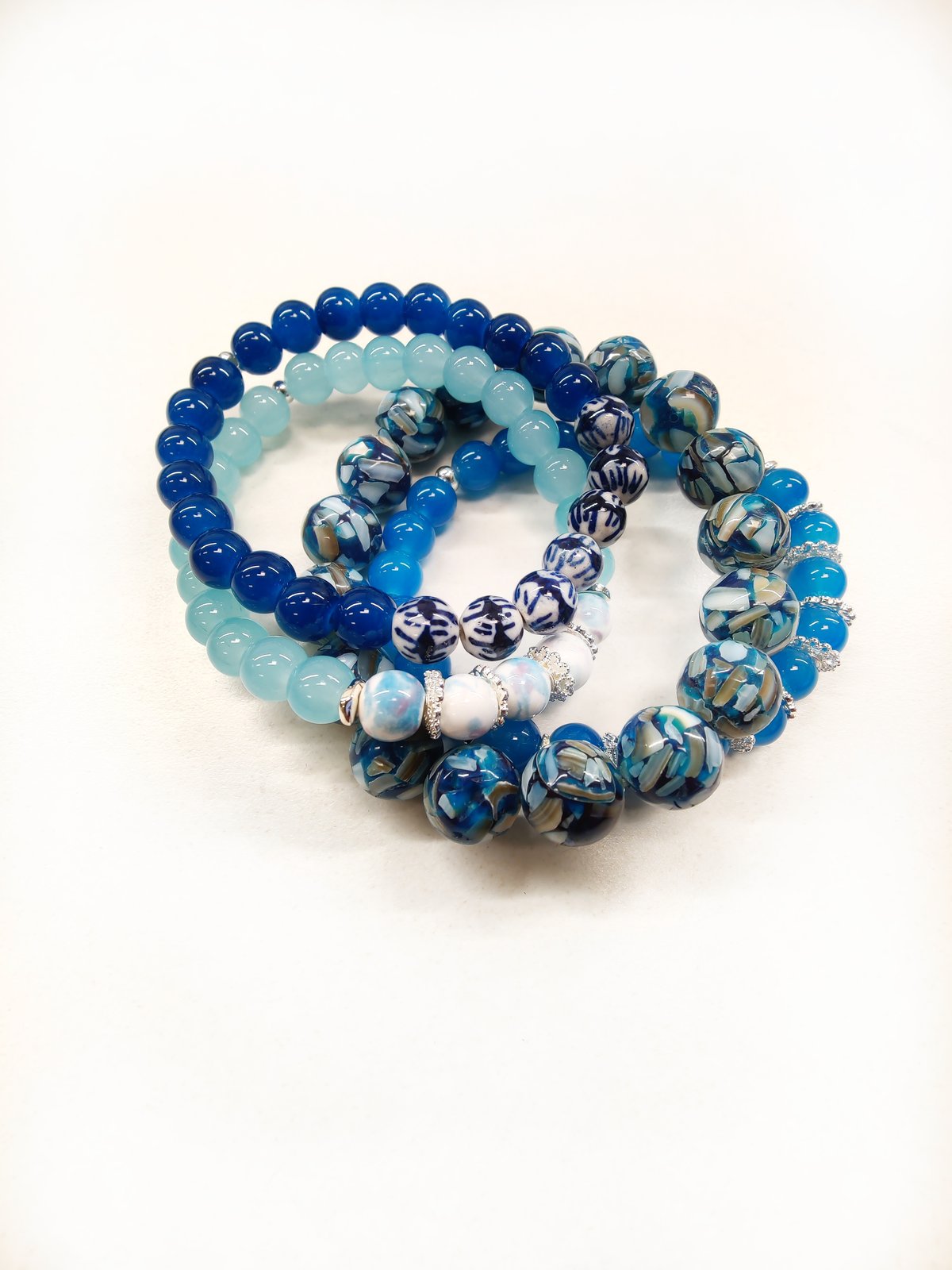 BLUE SKIES & BLOOMS 12mm on sale Stretch Bracelet Made With K.D.S. Premium Crystal *Choose Your Finish *Karnas Design Studio™ *Free Shipping*